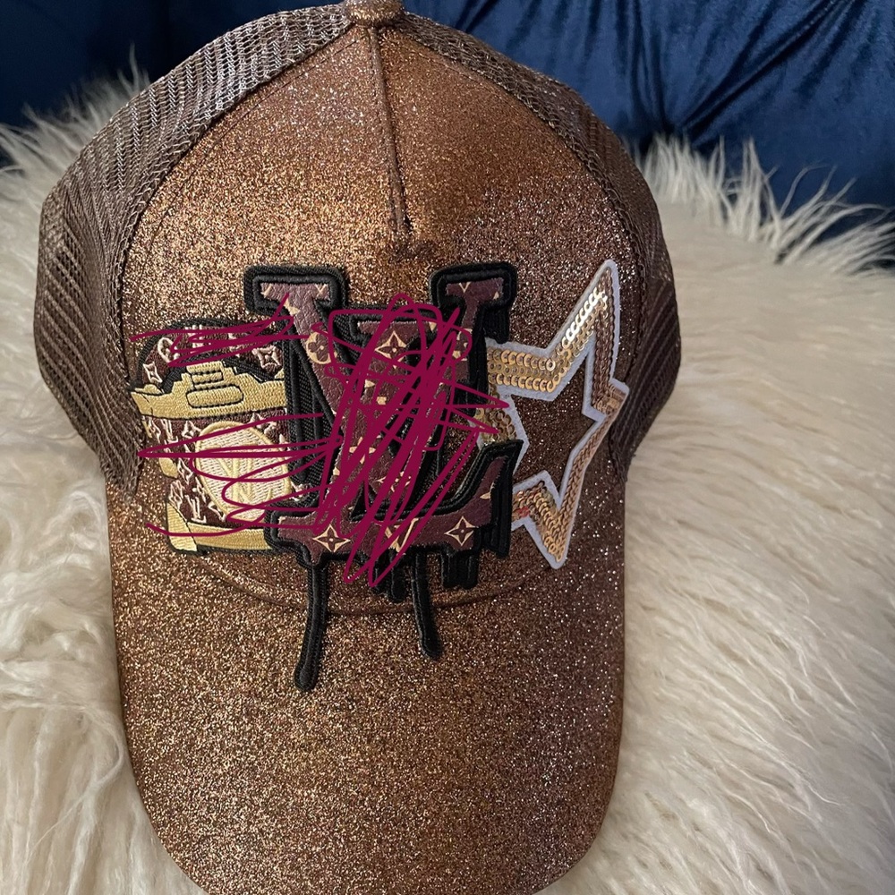 Glitter Brown Star Patch Trucker Hat